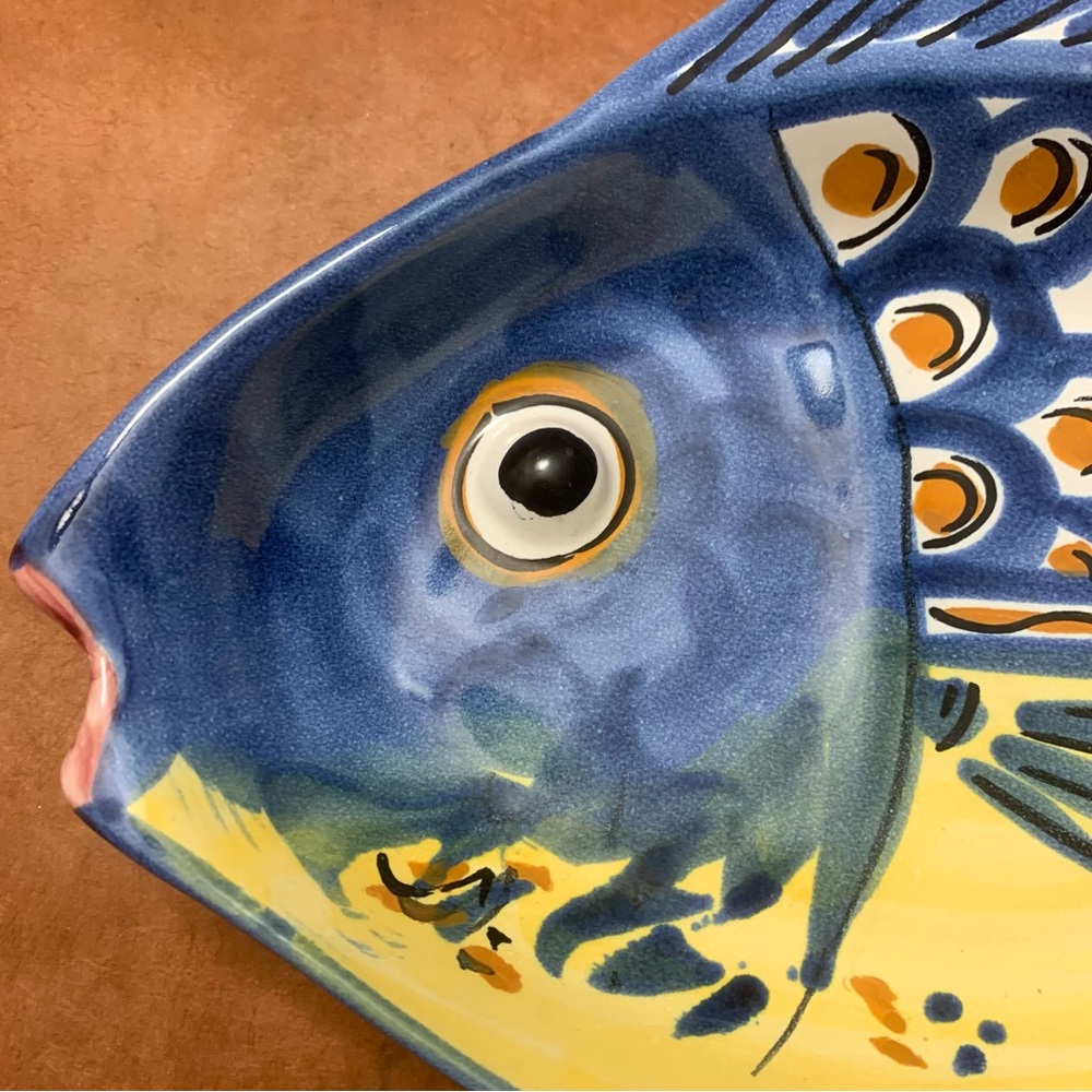 Italian Fish Plate Food Platter Hand Painted Ceramic - Picture 3 of 6